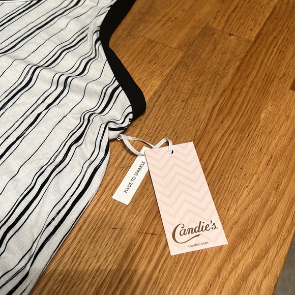 Candies Black and White Striped Dress Tank (L) New Lightweight - Picture 2 of 8